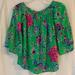 Lilly Pulitzer Tops | Lilly Pulitzer 'Nevie Top' In Brewsters Blooms Pattern Off Shoulder Top | Color: Green/Pink | Size: Xs