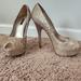 Louis Vuitton Shoes | Louis Vuitton Beige Sequin Sanaga Open Toe Pumps Size 8.5/38.5 | Color: Gold | Size: 8.5