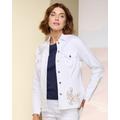 Draper's & Damon's Women's Soft Stretch Denim Embellished Jacket - White - L