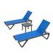Patio Chaise Lounge Set of 3, Poolside Recliner Chair with Side Table