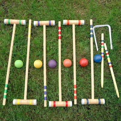 Six Player Deluxe Croquet Set with Wooden Mallets