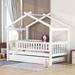 Twin Size Wooden House Bed With Twin Size Trundle