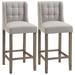 Modern Bar Stools, Tufted Upholstered Barstools, Pub Chairs with Back, Rubber Wood Legs