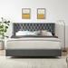 Modern Velvet Upholstered Bed with Button-Designed Headboard in King Size