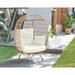 Manhattan Comfort Spezia Freestanding Steel and Rattan Outdoor Egg Chair with Cushions