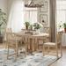 Rustic 5-Piece Extendable Dining Table Set Round Trestle Table and 4 Cross Back Dining Chairs for Kitchen, Dining Room
