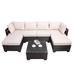 7-Piece Outdoor Patio Furniture PE Rattan Sectional Sofa Set