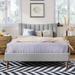 Linen Platform Bed with Channel Tufting
