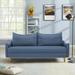 Minimalist Small Space Upholstered Loveseat, Modern Blue Polyester Sofa Sponge Cushion Couch w/Golden Metal Legs for Living Room