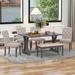 6-Piece Farmhouse Dining Table Set, Rectangular Trestle Table and 4 Upholstered Chairs & Bench for Dining Room