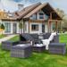 Outdoor Furniture,5 Piece Wicker Furniture With PE Wicker, lift TOP Coffee Table, Lounger Sofa