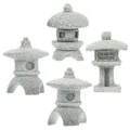 Retro Gazebo Chinese Lanterns Mini Pagoda Model Decoration Stone Miniature Statue Sandstone Home