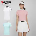 PGM Women Golf T-shirt Ladies Slim Short Sleeve Shirt Women Breathable Patchwork Tops Summer Stand