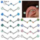 1PC Surgical Steel Opal W-Shape Helix Industrial Barbell CZ Curved Barbell Ear Cartilage Tragus