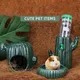 Cute Pet Items Hamster Cage Ceramic Cactus Tiny House Small Pet Bowl For Rabbit Ferret Rat