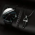 Ensemble de montre à quartz pour homme 1 bracelet 1 collier