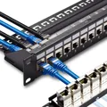 ZoeRax 24 Port RJ45 Patch Panel Cat6 Feed Through Coupler Network Patch Panel 19 Inch Inline