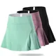 Women Solid Color Tennis Badminton Skort Exercise Yoga Skirt Quick Dry Double-Layer High Waist