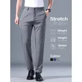 FJMen-Pantalon d'été lisse à taille élastique pour homme style coréen classique fin noir gris