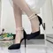 Fashion Vintage Black Pointed Toe Heels Office Lady Slim French Elegant Party Shoes Woman High Heel