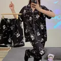 New Sanrio Kuromi Pochacco Cartoon Cute Three Piece Set Short Sleeve Long Pants Shorts Set Spring