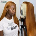 VideoLace-Perruque Péruvienne Naturelle Lisse Cheveux Longs de 34 Pouces Couleur Orange Blond