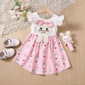 Robe d'été à manches papillon pour filles motif lapin mignon jupe de Pâques pour petite fille