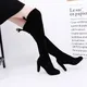 Women Boot Faux Suede Over The Knee Boots Lace Up Sexy High Heels Shoes Woman Female Slim Thigh