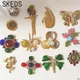 SKEDS-Broches rondes en cristal vintage unisexe croix classique insignes de perles épingles