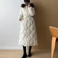 Winter New Luxury Large Fox Fur Collar 90% White Duck Down Jacket Women Long Rhombic Elegant Coat