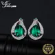 JewelryPalace Green Simulated Nano Emerald 925 Sterling Silver Hoop Clip Earrings for Women