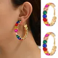 Boucles d'oreilles créoles cercle en verre biscuits brillant coloré pour femmes bague Boho