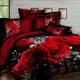Ensemble d'oreillers pour lit simple 4 ensembles de grandes Roses rouges 3D literie de haute