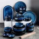 Ensemble d'assiettes Queen en céramique transformées au four bleu vaisselle de cuisine ensembles
