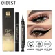QIBEST Eyeliner Stamp Black Liquid Eyeliner Pen Waterproof Fast Dry Double-ended Eye Liner Pencil