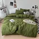 Solid color Duvet Cover set with Pillow Case Bed Sheet Olive Green Quilt Covers Boy Kid Teen Girl