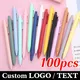 100pcs Push-type Gel Pen Office Signature Pen Custom LOGO Lettering Engraved Name Gift Pen Student