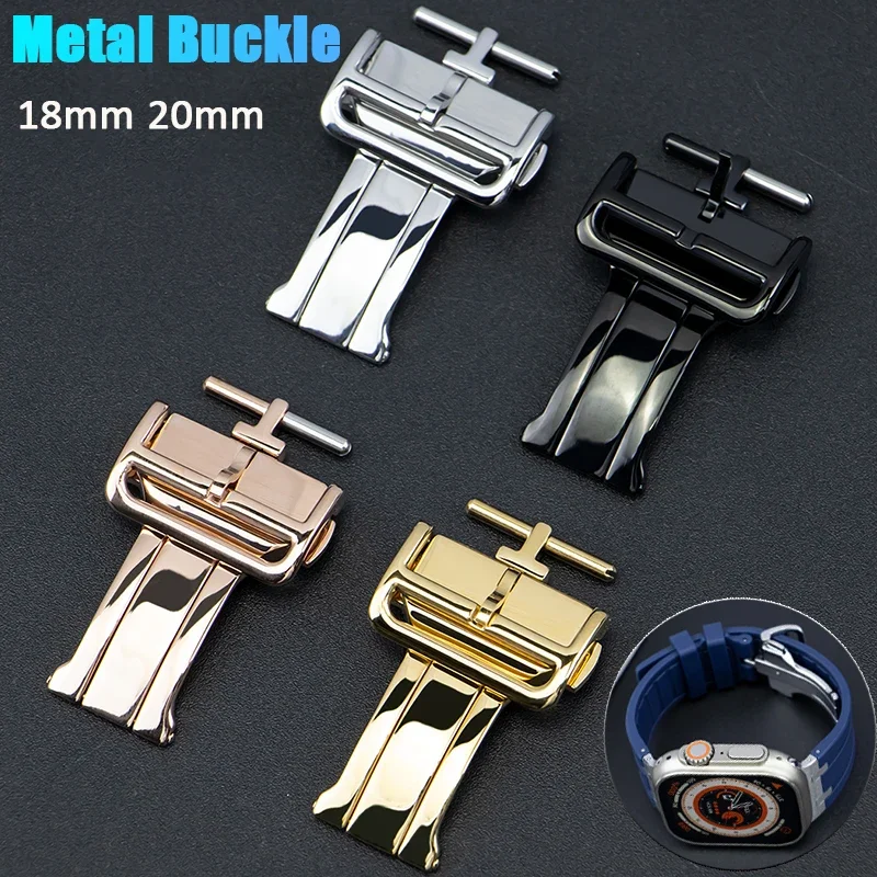 18mm 20mm Metall Falt schnallen verschluss für Apple Watch Edelstahl Schnalle für Huawei Uhren armband Uhr Zubehör Image