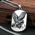 Cool Stainless Steel Eagle Pendant Necklace Punk Charm Men Eagle Wings Animal Pendant Men Fashion