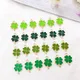 20pcs Gold Plated Green Lucky Enamel Four-leaf Clover Flower Charm for Jewelry Making Necklace