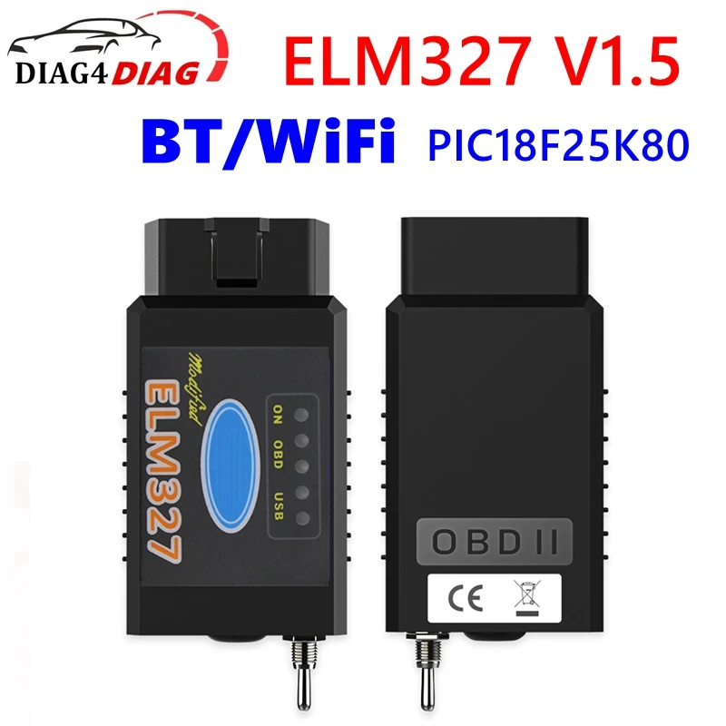 ELM327 V1.5 Bluetooth oder WiFi Version PIC18F25K80 Chip BT WiFi Für Ford kann Schalter OBD Scanner Auto Diagnose Werkzeug mehrsprachig Image