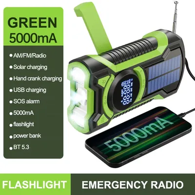 5000mah Solar Notfall Radio Handkurbel Radio Taschenlampe Telefon Ladegerät sos Alarm tragbar