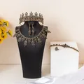 Braut Kaftan Körpers chmuck Set türkischen Stil Inlay Strass Halskette Ohrringe Ring Armband Krone 5