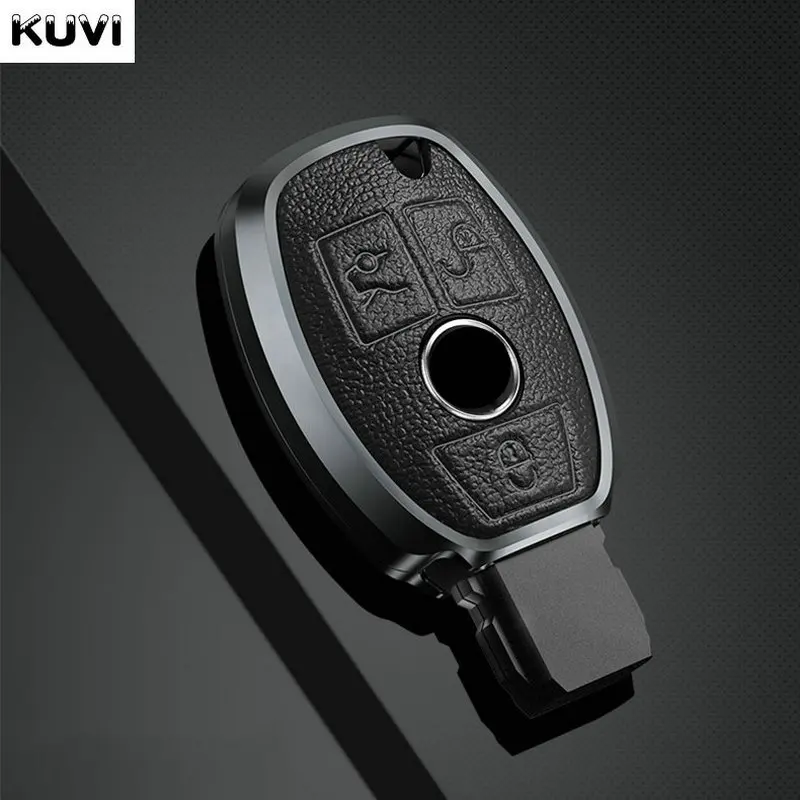 Metall Leder Auto Schlüssel etui Abdeckung Shell Fob für Mercedes Benz c e s g Klasse Gla Cla Glk Glc Cls W204 W463 W176 W251 W205 AMG Image