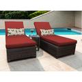 River Brook Patio Reclining Sun Lounger Set w/ Cushion and Table Metal/Wicker/Rattan in Brown kathy ireland Homes & Gardens by TK Classics | Wayfair