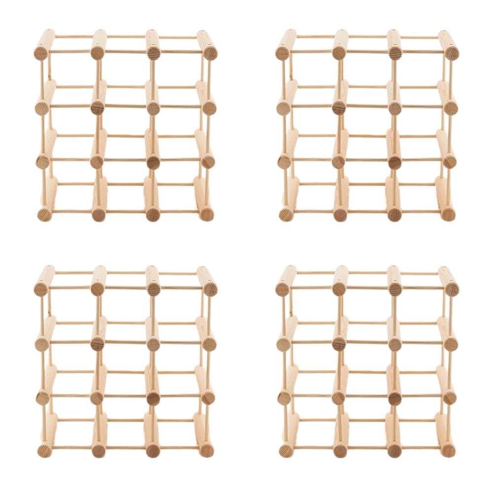 PROREGAL Modulares Weinregal VINOTECA MOD | HxBxT 36x36x24cm | 4x 9 Flaschen | Massives Kiefernholz | Natur | Flaschenregal Image