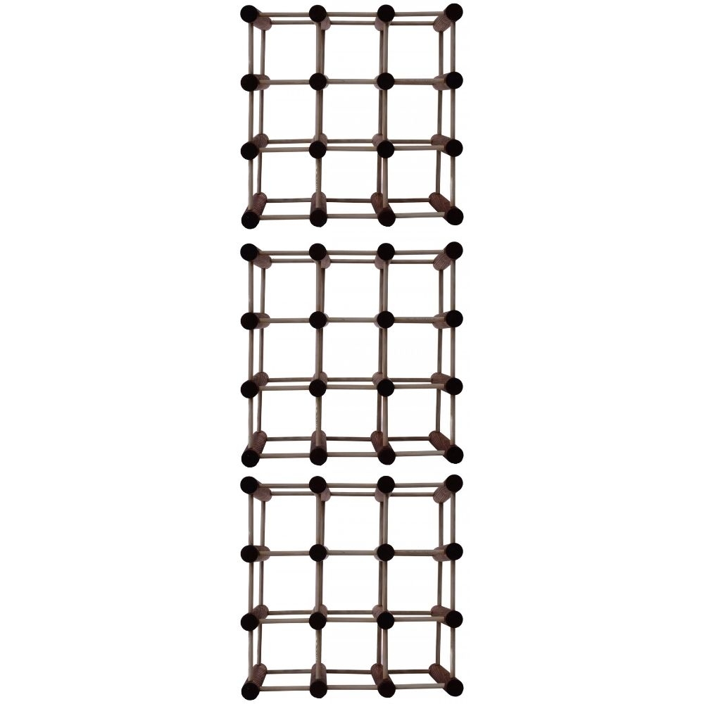 PROREGAL Modulares Weinregal VINOTECA MOD | HxBxT 36x36x24cm | 3x 9 Flaschen | Massives Kiefernholz | Braun geölt | Flaschenregal Image