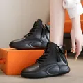 Sneakers Biker Chunky Booties stringate scarpe corte per le donne piattaforma nera stivaletti