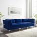 Everly Quinn Ardent Performance Velvet Sofa Velvet in Blue | 29 H x 103 W x 36 D in | Wayfair A7F089058A8B46A38E8C78FC1AFF2516