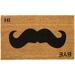 Winston Porter Argo Mustache Hi Bye 30 in. x 18 in. Non-Slip Indoor Door Mat Natural Fiber in White | 18 W x 30 D in | Wayfair